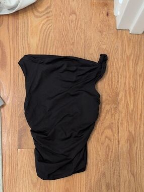 Supre XS Black One-Shoulder Ruched Top